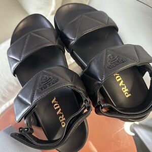 Prada Black Quilted Leather Sandals